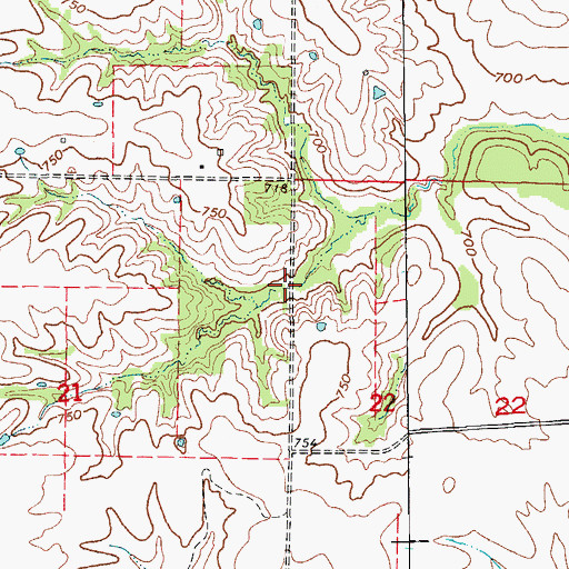 Topographic Map of Bear Creek Watershed Dam C-23, MO