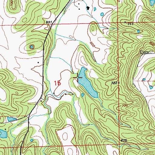 Topographic Map of Love Lake Dam, MO