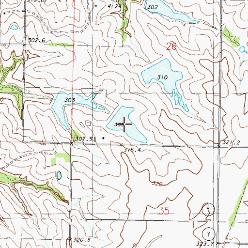Topographic Map of Number 17 Reservoir, MO