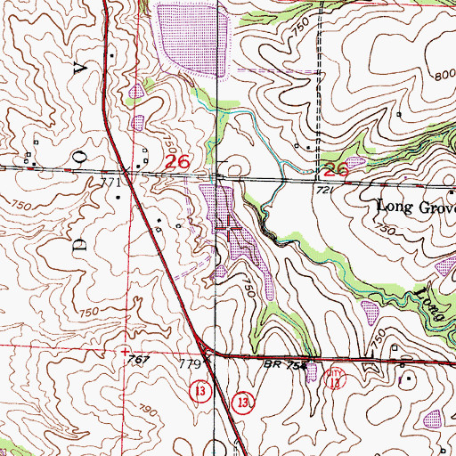 Topographic Map of Lake Mizzau, MO