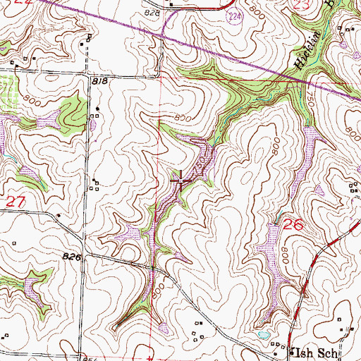 Topographic Map of Twentes Lake, MO