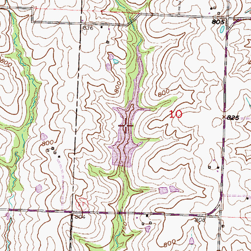 Topographic Map of Lafayette County Lake J-21, MO