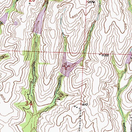 Topographic Map of Lafayette County Number E-40 Reservoir, MO