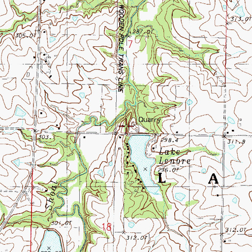 Topographic Map of Lathrop Lake and Forest Club Dam, MO