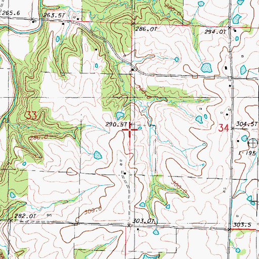 Topographic Map of Grindstone-Lost-Muddy Creek Watershed Dam A-39, MO