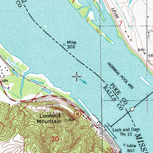 Topographic Map of Pool 22, MO
