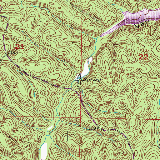 Topographic Map of Van Winkle Hollow Spring, AR