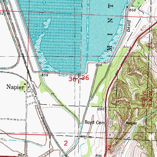 Topographic Map of South Levee, MO