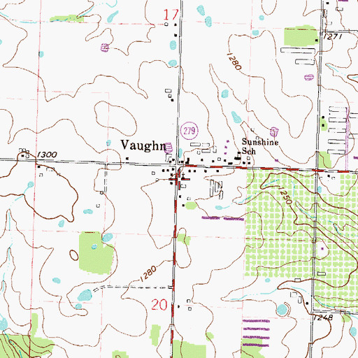 Topographic Map of Vaughn Presbyterian Church, AR