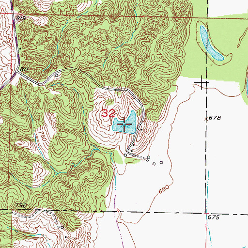 Topographic Map of Number 21 Lake, MO