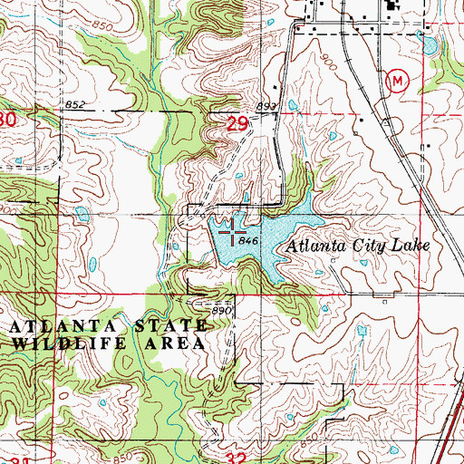 Topographic Map of City of Atlanta Reservoir Dam, MO