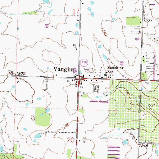 Topographic Map of Vaughn School (historical), AR