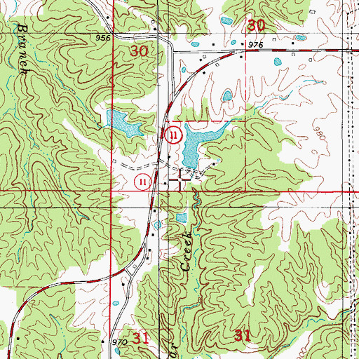 Topographic Map of Oak Lake Dam, MO