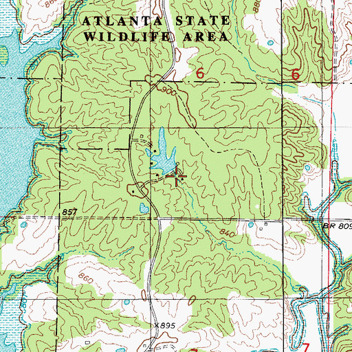 Topographic Map of Claude Bloomberg Lake, MO