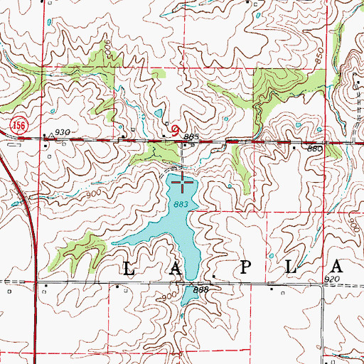 Topographic Map of Laplata Lake Dam, MO