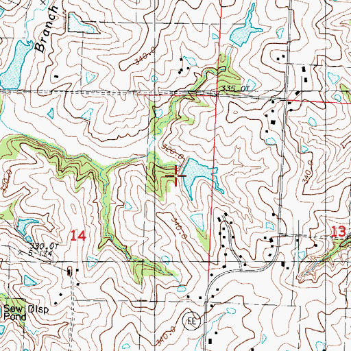 Topographic Map of 102 River Tributaries Watershed Structure 23 Dam, MO