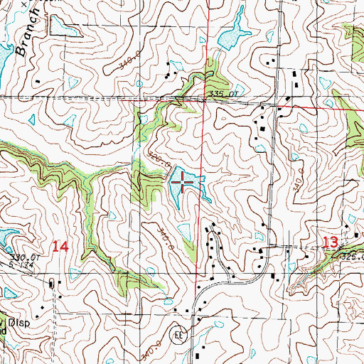 Topographic Map of Number 23 Lake, MO