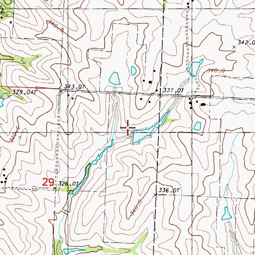 Topographic Map of Shelton Lake Dam, MO