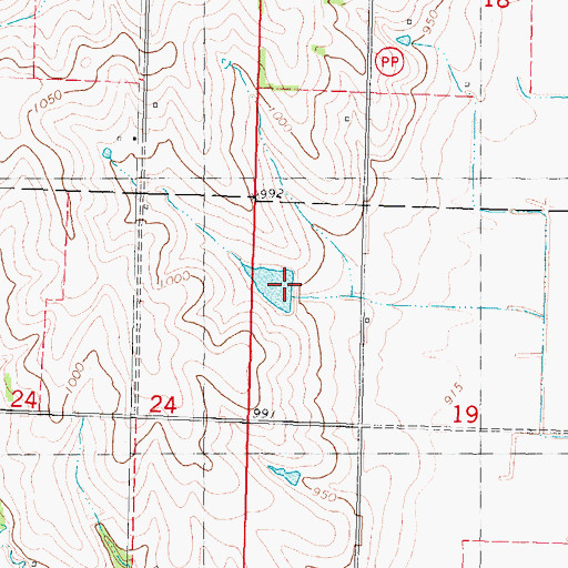 Topographic Map of Hoover Frankum Watershed B-23 Dam, MO