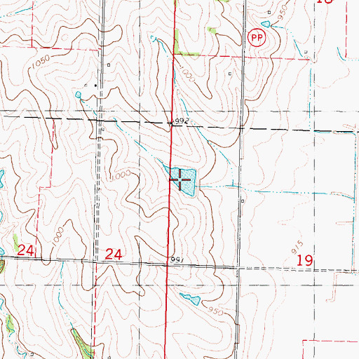 Topographic Map of Hoover Frankum Watershed B-23 Lake, MO