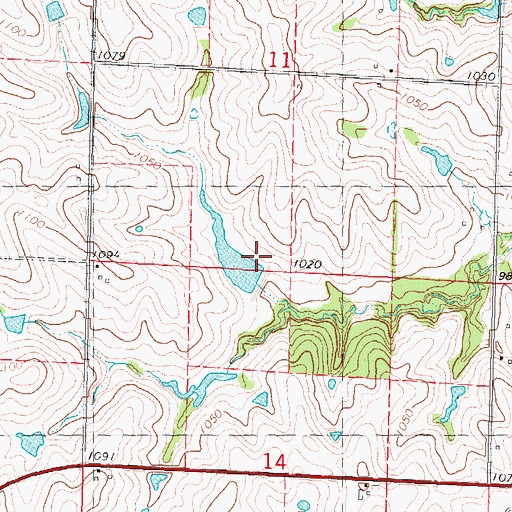 Topographic Map of Hoover Frankum Watershed A-11 Dam, MO