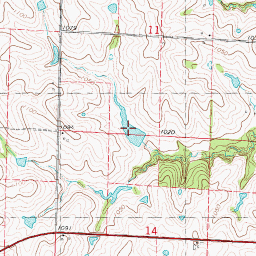 Topographic Map of Hoover Frankum Watershed A-11 Reservoir, MO