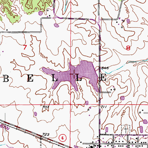 Topographic Map of City of Lewistown Reservoir, MO