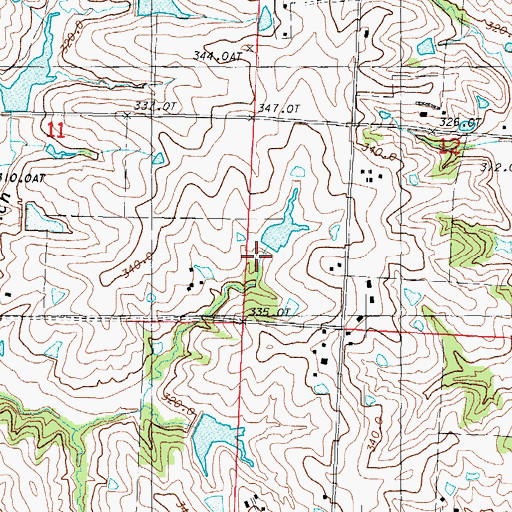 Topographic Map of 102 River Tributaries Watershed Structure Number 22 Dam, MO