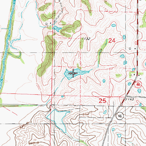 Topographic Map of Sanders Lake, MO