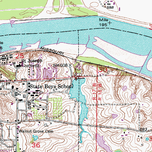 Topographic Map of Rolfling Lake Section 36 Dam, MO
