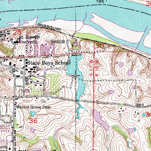Topographic Map of Rolfling Lake, MO