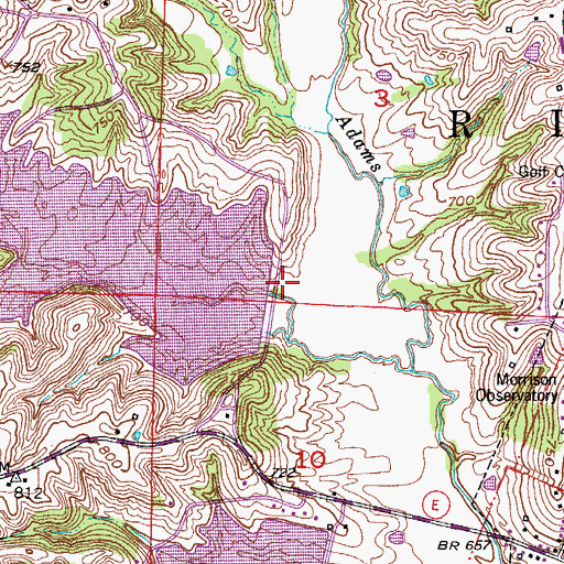 Topographic Map of Rogers Lake Dam, MO