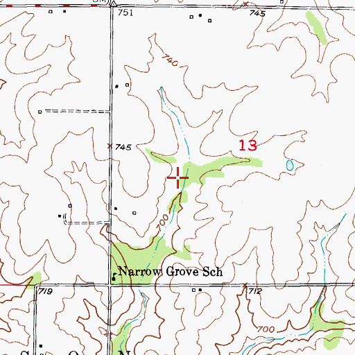 Topographic Map of Bear Creek Watershed Dam D-25, MO