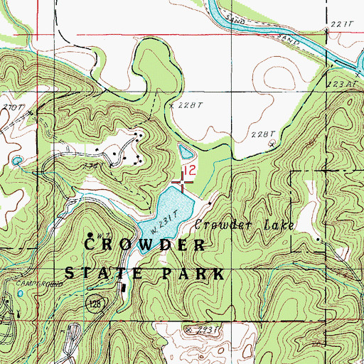 Topographic Map of Crowder Dam, MO