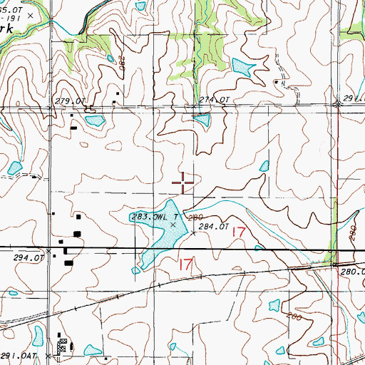 Topographic Map of John Simpson Lake Dam, MO