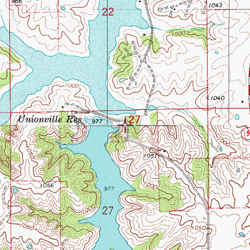 Topographic Map of Lake Mahoney Dam, MO