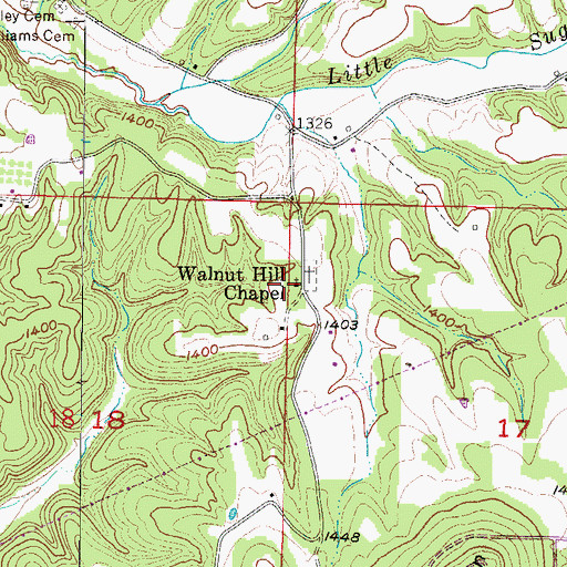Topographic Map of Walnut Hill School (historical), AR