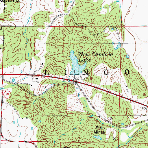 Topographic Map of New Cambria Lake Dam, MO