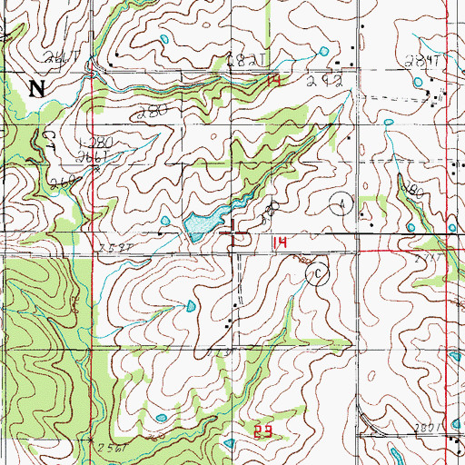 Topographic Map of Watkins Lake Dam, MO
