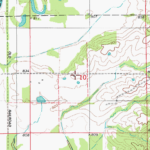 Topographic Map of Prairie Lake Dam, MO