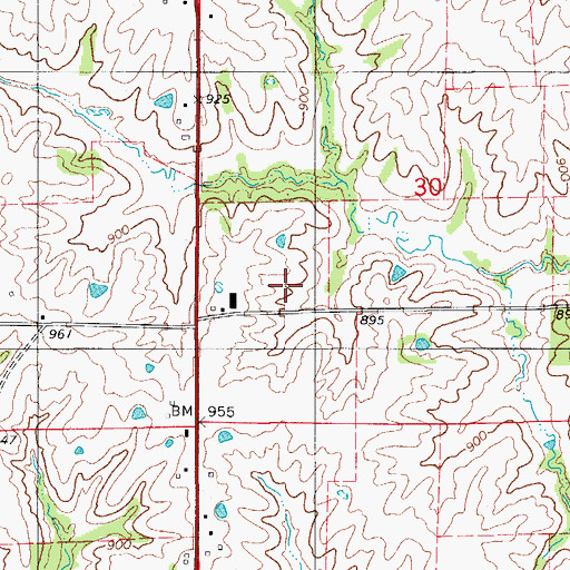 Topographic Map of Number 39 Dam, MO