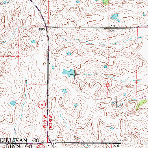 Topographic Map of Brantner Lake Dam, MO