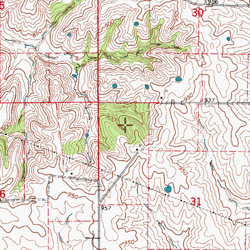 Topographic Map of Meservey Lake Dam, MO
