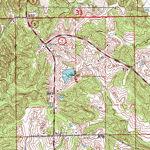 Topographic Map of Jones Lake, MO
