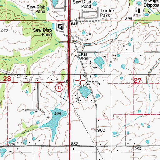 Topographic Map of Sam Burk Dam, MO