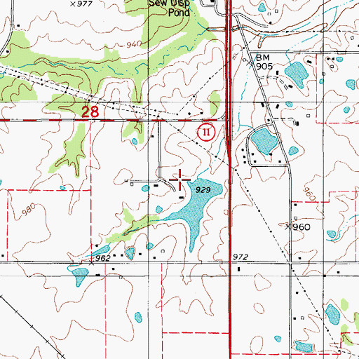 Topographic Map of Burk Lake Dam, MO