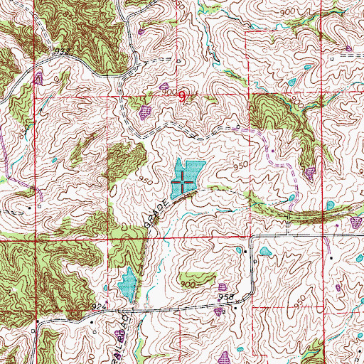Topographic Map of Dickson Lake Dam, MO