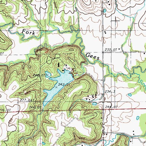 Topographic Map of Pike Lake Dam, MO