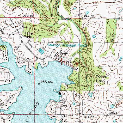 Topographic Map of Lake Viking Dam, MO