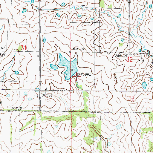 Topographic Map of Youtsey Lake Dam, MO